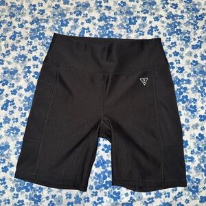Guess Black Ribbed Biker Shorts